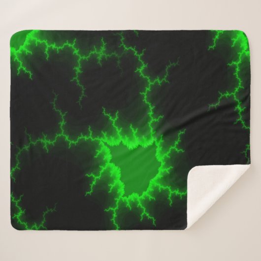 Alien Green Lightning Strikes in Pitch Black Sherpa Deken (Voorkant (horizontaal))