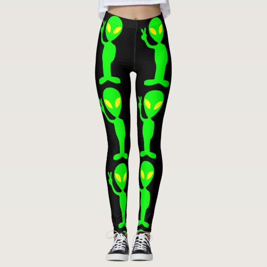 ALIEN GREEN MAN YOGA PANTS grappige LEGGINGS (Voorkant)