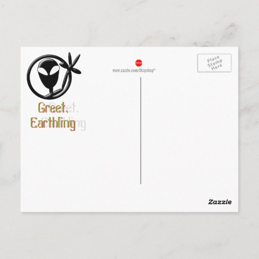Alien Greeting Briefkaart (Achterkant)