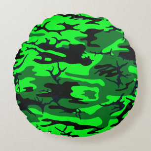 Alien Groene Camo Ronde Kussen
