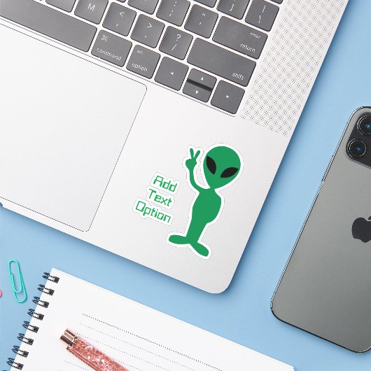 Alien - Hallo Human Sticker (Laptop met iPhone)