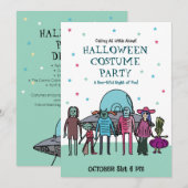 Alien Halloween Kostuumfeest | Kinder ruimtepret Kaart (Voorkant / Achterkant)