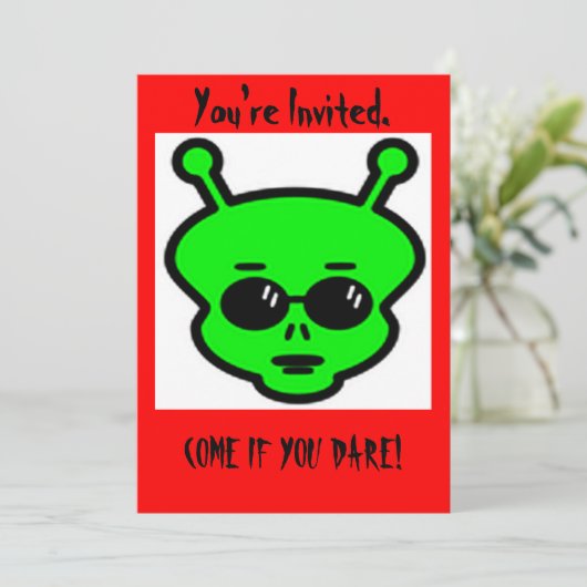 Alien Halloween Uitnodiging (Staand voorkant)