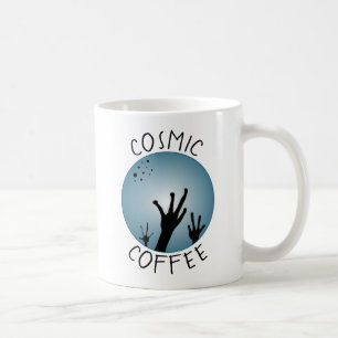 Alien Hands Sci Fi Black Blue ET Art Cosmic Coffee Koffiemok