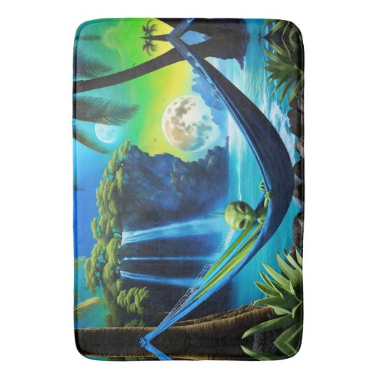 Alien hangmat op strand vakantie badmat (Voorkant Verticaal)