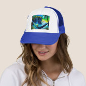 Alien hangmat op strand vakantie trucker pet (In situ)
