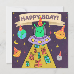 Alien Happy Birthday Holiday Kaart