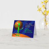 Alien Happy Birthday Kaart (Gele Bloem)