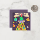 Alien Happy Birthday Notitiekaartje (Voorkant / Achterkant in situ)