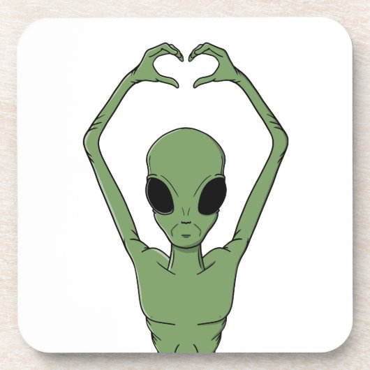Alien Hart Pose Bier Onderzetter (Voorkant)