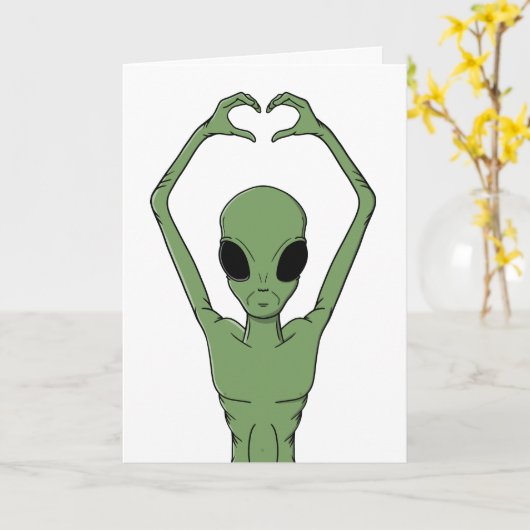 Alien Hart Pose Kaart (Gele Bloem)