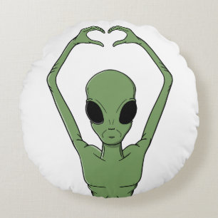 Alien Hart Pose Rond Kussen
