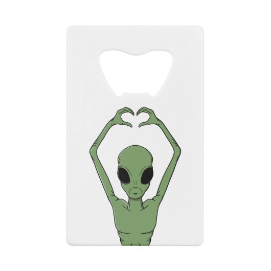 Alien Hart Positie Creditkaart Flessenopener (Voorkant)