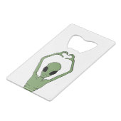 Alien Hart Positie Creditkaart Flessenopener (Voorkant Gekanteld)