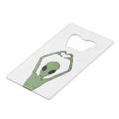 Alien Hart Positie Creditkaart Flessenopener (Achterkant Gekanteld)