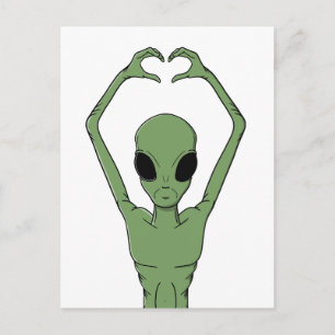 Alien Hartpose Feestdagenkaart