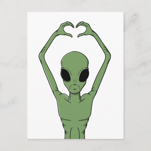 Alien Hartpose Feestdagenkaart (Voorkant)
