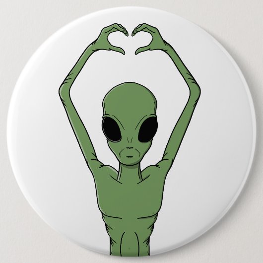 Alien Hartpose Ronde Button 6,0 Cm (Voorkant)
