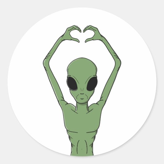 Alien Hartpose Ronde Sticker (Voorkant)