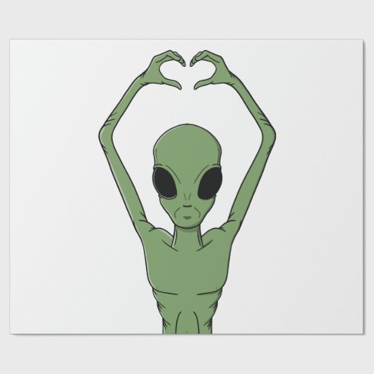 Alien Hartpositie Cadeaupapier (Vlak)