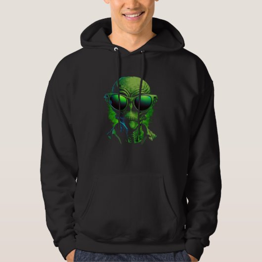 Alien Head Alien Face Hipster Sunglasses UFO Hoodie (Voorkant)