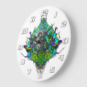Alien Head - Aqua met cijfers Grote Klok (Hoek)