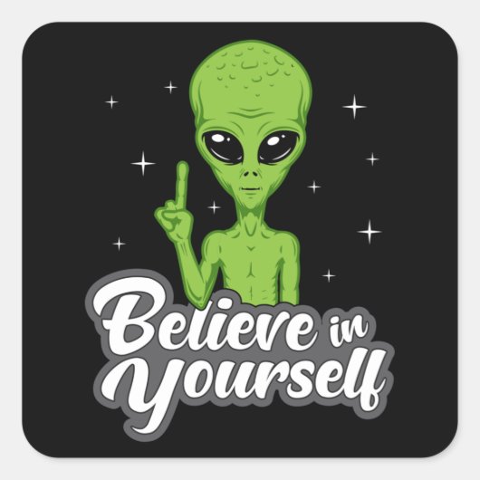 Alien Head Area 51 Ufo Aliens Space Funny Gift Vierkante Sticker (Voorkant)