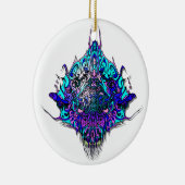Alien Head - blauw en paarse Keramisch Ornament (Rechts)