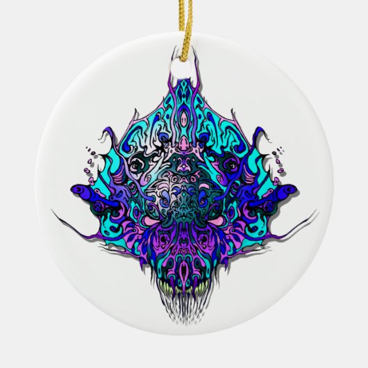 Alien Head - blauw en paarse Keramisch Ornament (Voorkant)