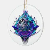 Alien Head - blauw en paarse Keramisch Ornament (Links)