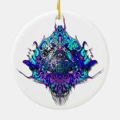 Alien Head - blauw en paarse Keramisch Ornament (Achterkant)