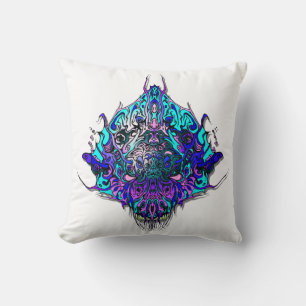 Alien Head - blauw en paarse Kussen