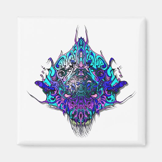 Alien Head - blauw en paarse Magneet (Voorkant)