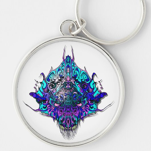 Alien Head - blauw en paarse Sleutelhanger (Voorkant)