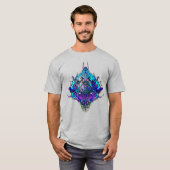 Alien Head - blauw en paarse T-shirt (Voorkant volledig)