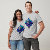 Alien Head - blauw en paarse T-shirt (Unisex)