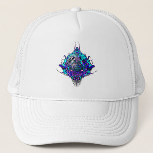 Alien Head - blauw en paarse Trucker Pet