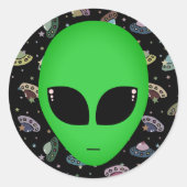 Alien Head Buitengaande Ruimtevaart UFO Ronde Sticker (Voorkant)