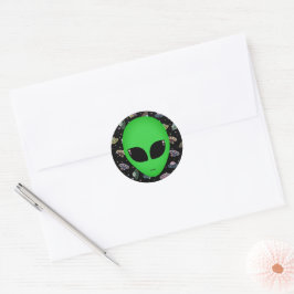 Alien Head Buitengaande Ruimtevaart UFO Ronde Sticker