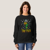 Alien Head Eating Pizza UFO Extraterrestrial Ficti Trui (Voorkant volledig)