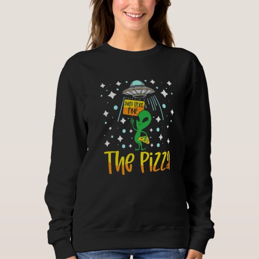 Alien Head Eating Pizza UFO Extraterrestrial Ficti Trui (Voorkant)