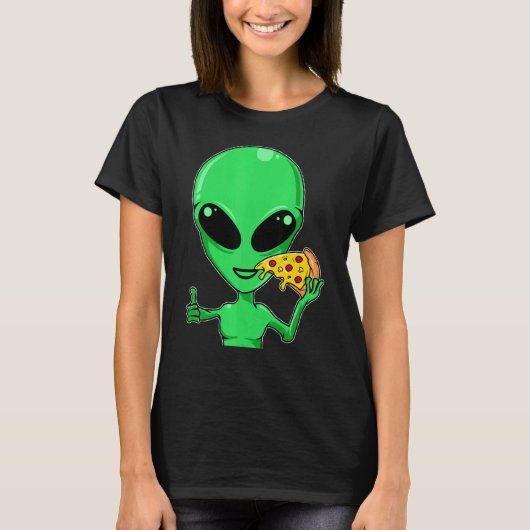 Alien Head Eating Pizza Ufo Extraterrestrial T-shirt (Voorkant)