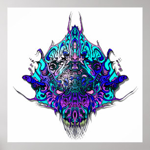 Alien Head Evil Species # 44 - blauw en paars Poster