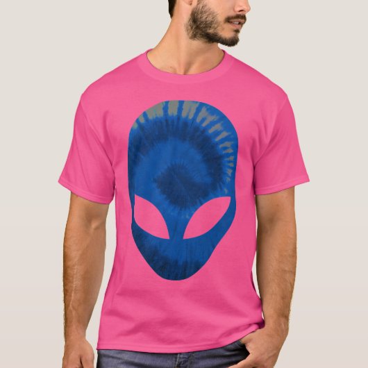 Alien Head Extra-Terrestrial Dark Blue Enge Alien T-shirt (Voorkant)