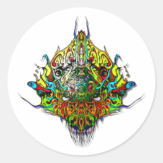 Alien Head - geel Ronde Sticker (Voorkant)
