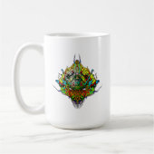 Alien Head geel tribale ontwerp Koffiemok (Links)