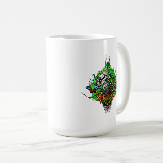 Alien Head green tribal design Koffiemok (Voorkant rechts)
