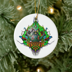 Alien Head - groen Keramisch Ornament