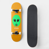 Alien Head Groen Oranje, speciaal Kinder Persoonlijk Skateboard (Voorkant)