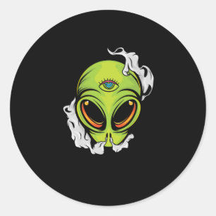Alien Head Illuminati die allemaal zien hoe Ooge U Ronde Sticker